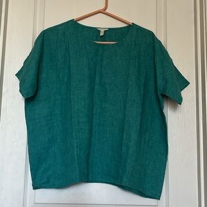 Eileen Fisher Teal Linen Top